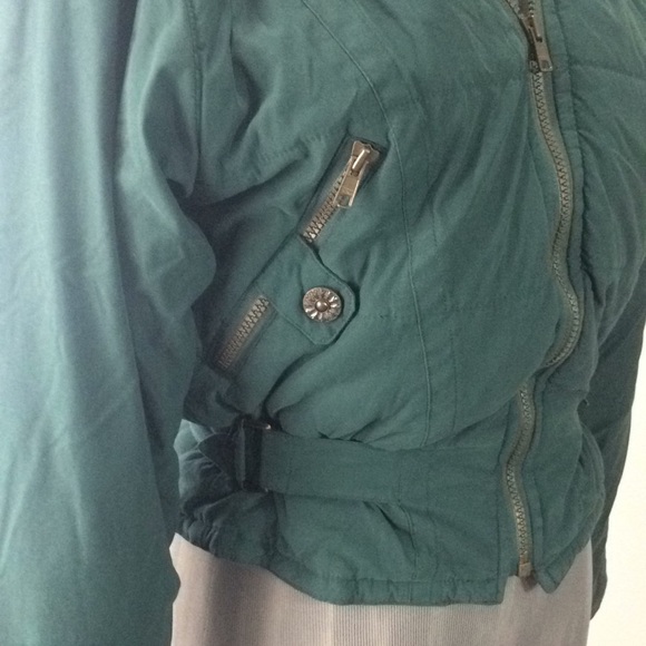 Green Puffer ski jacket with faux fur collar  hood - Picture 3 of 8